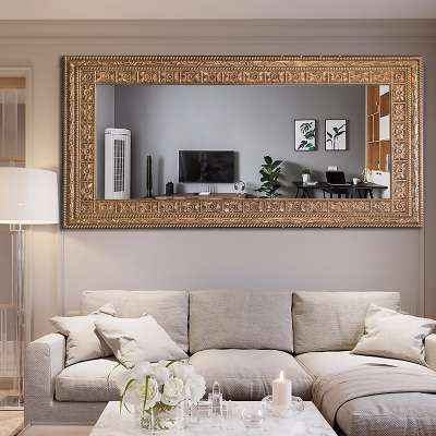 MOK 5 stars hotel living room art decor frame wall mirror 100% handmade polyurethane mirror for hotel decoration