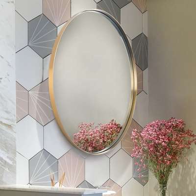 Decorative Modern Stainless Steel frame oval mirrors decor wall spiegel espelho