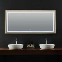 Brushed Gold Stainless Steel LED Backlit Smart Touch Switch Mirror