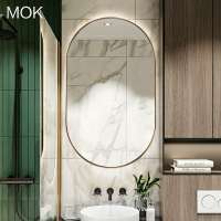 Modern Luxury Hotel Bathroom Gold Metal Frame Pill Wall Mirror