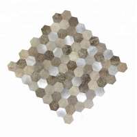 Just Peel and Stick Hexagon PVC Faux Marble with Brushed Alum Wall Decor Paster