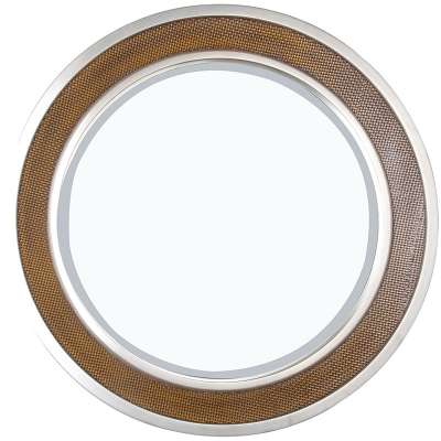 MOK Wall mounted Decorative PU Framed Round Mirror for bathroom