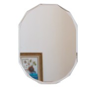 Vintage small plastic bathroom silver wall mirror display shelf for salon