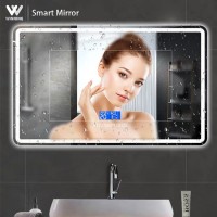 Winning Modern Stylish Rectangle Wall Mount Backlit Aluminium Bath Frameless Smart LED Mirror with TouchScreen Hotel Bathroom